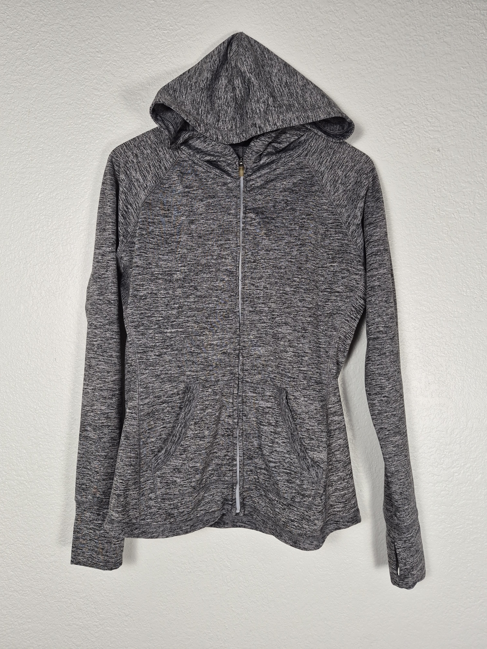 NFL Team Apparel Women's Small Gray Space Dye Full Zip Hoodie Jacket Thumbholes